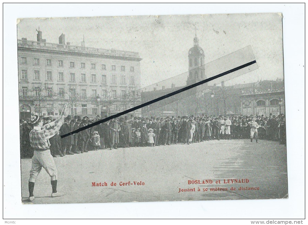 Carte Double Face  Abîmée - Le Cerf VOLO - Nouveau Jeu D´anneaux Aériens - Match De Cerf Volo - Bosland Et Leynaud - - Sonstige & Ohne Zuordnung