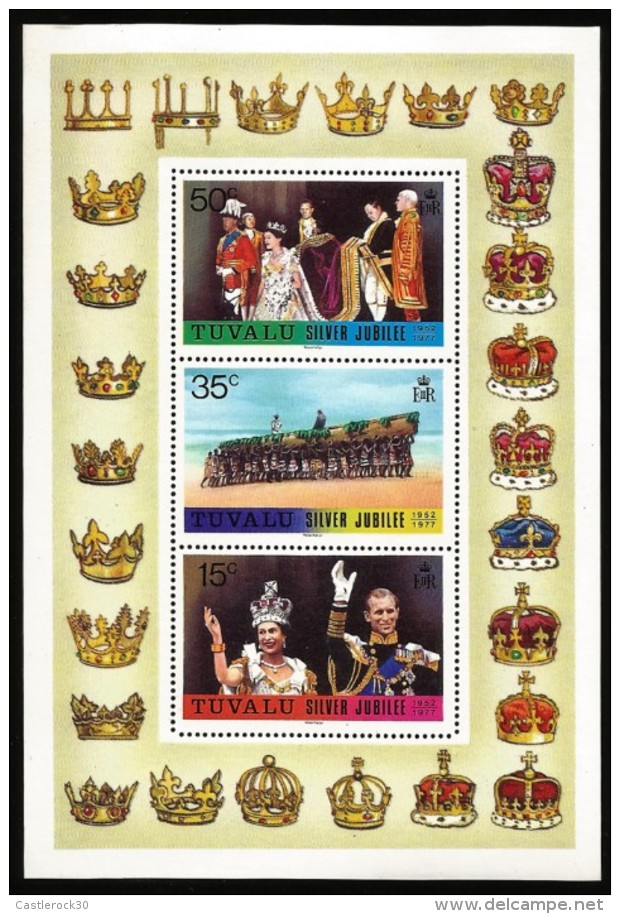 B) 1977 TUVALU,  WEDDING,  CROWN, QUEEN,  KING, PICTURE,  SILVER JUBILEE,  SOUVENIR SHEET, MNH - Tuvalu