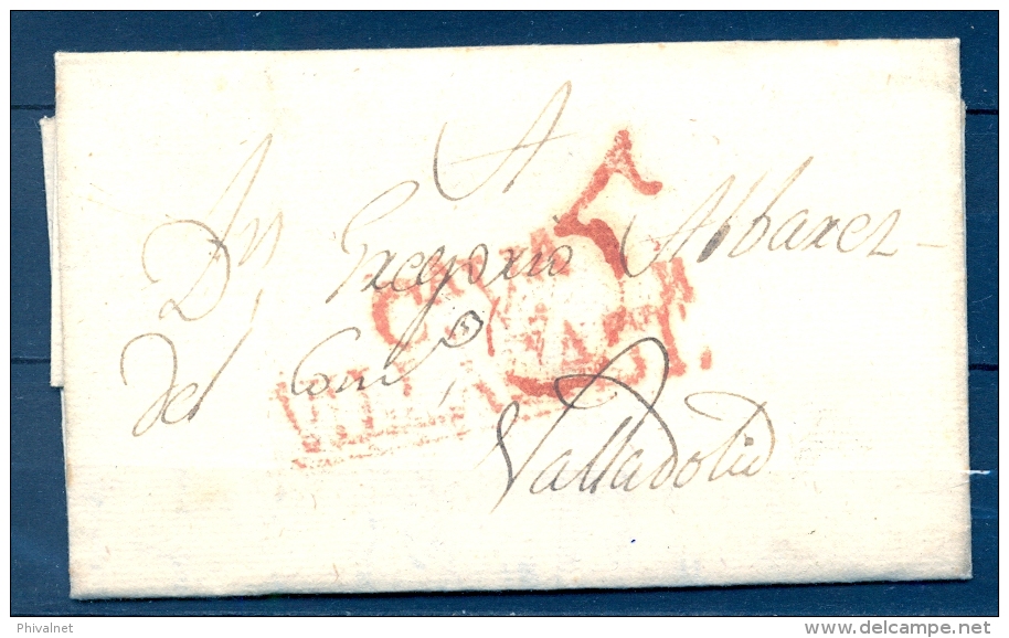 1822 , PREFILATELIA , D.P. 14 , SEGOVIA , CARTA CIRCULADA ENTRE VILLACASTIN Y VALLADOLID , TIZÓN Nº 4 - ...-1850 Vorphilatelie