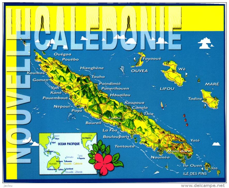 NOUVELLE CALEDONIE ,CONTOUR DE L'ILE ET SITUATION GEOGRAPHIQUE  ,COULEUR REF 46248 - Nouvelle-Calédonie