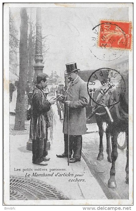 Les Petits Métiers Parisiens - Le Marchand D'articles Pour Cochers (pub Au Dos Chocolat Taylor Cie Levallois-Perret) - Vendedores Ambulantes