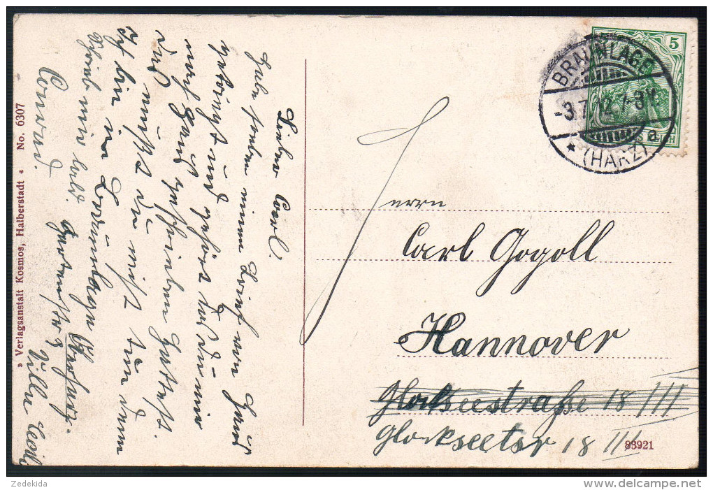 1744 - Ohne Porto - Alte Ansichtskarte - Braunlage I. H. Oderhaus Gel 1912 - Kosmos - Braunlage