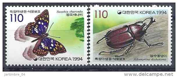 1994 COREE SUD 1631-32** Papillon - Korea, South