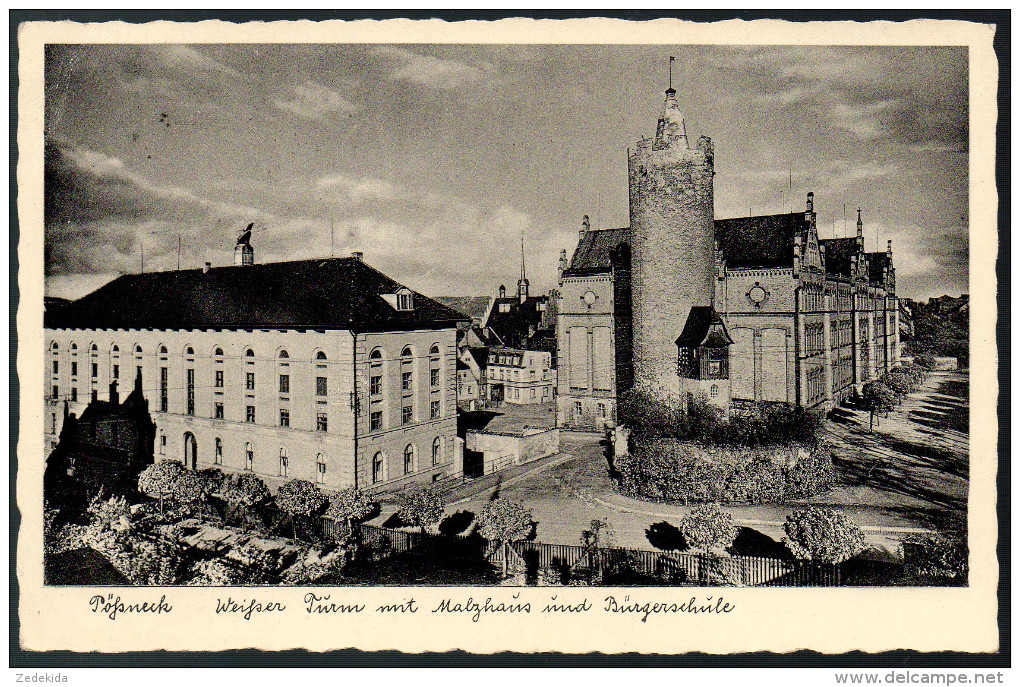 1766 - Ohne Porto - Alte Foto Ansichtskarte - Pößneck Pössneck Schule Turm - Gel 1938 Kohl Otte - Poessneck