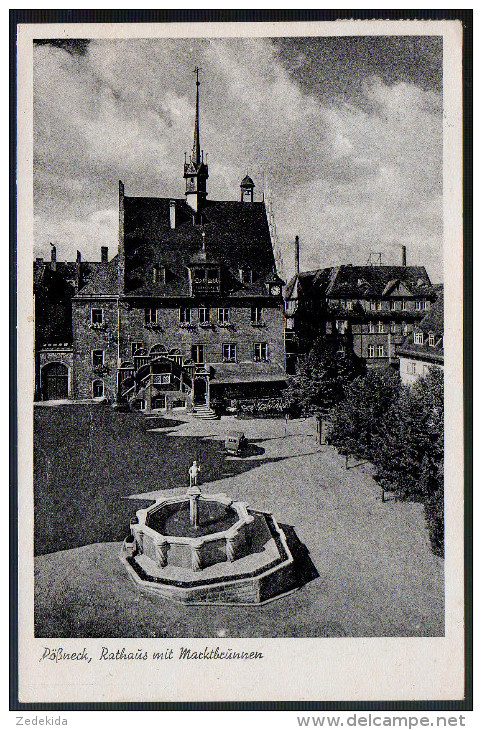 1767 - Ohne Porto - Alte Ansichtskarte - Pößneck Pössneck Rathaus Brunnen - Gel 1942 Kohl Otte - Poessneck