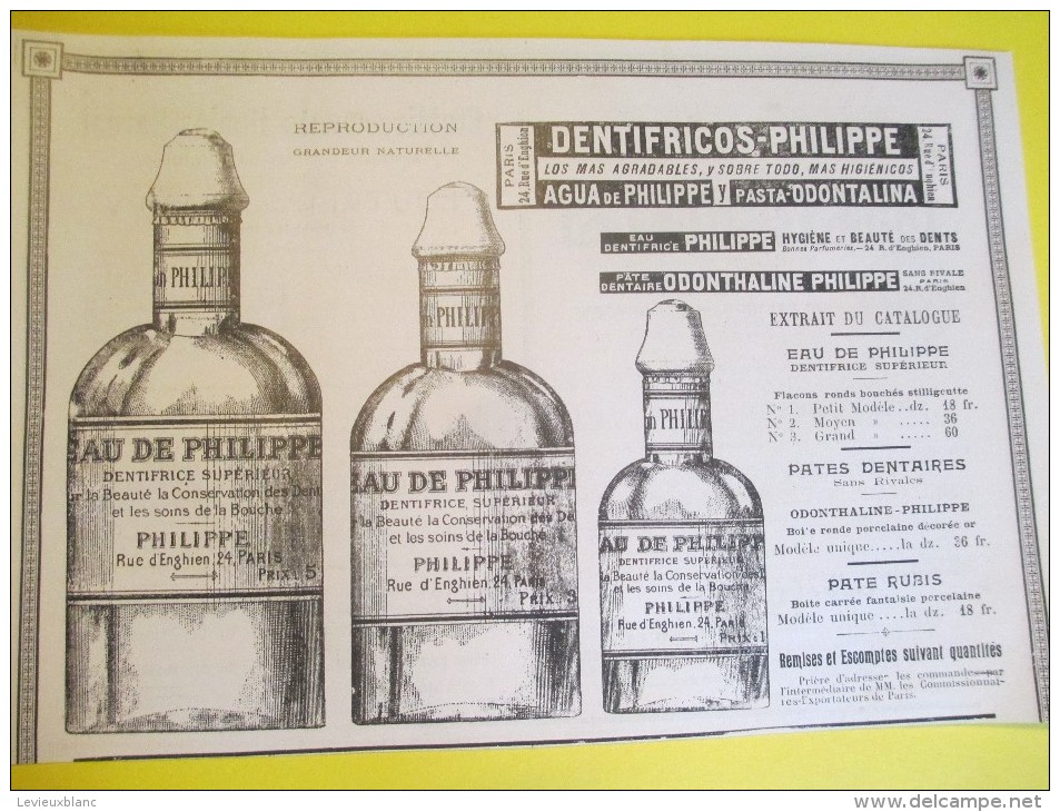 Encart Publicitaire/Dentifrice /Eau De Philippe/Odonthaline//Catalogue Export Lacarriére/1904 ILL80 - Droguerie & Parfumerie