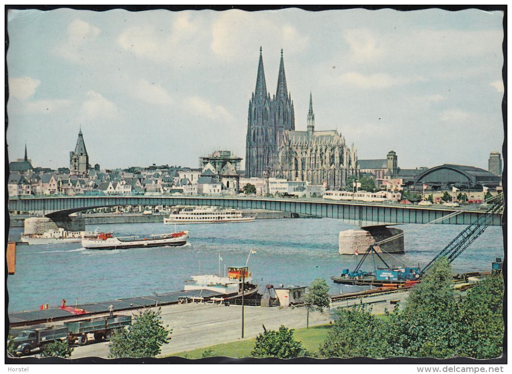 D-50667 Köln Am Rhein - Dom Und Rhein - Dampfer - Tram - Lastkahn - LKW (60er Jahre) - Koeln