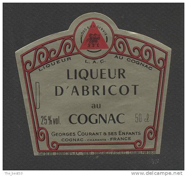 Etiquette De Liqueur D´Abricot Au  Cognac  -  Georges Courant - Altri & Non Classificati