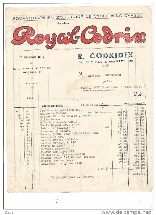 VP.0240/ Fournitures Cycle & Chasse - Royal-Codrix - Codridex - Angoulême Charente - Other & Unclassified