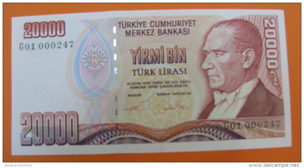AC - TURKEY- 7TH EMISSION SAME NUMBERED 7 DIFFERENT BANKNOTES 01 000 247 UNCIRCULATED - Turquie