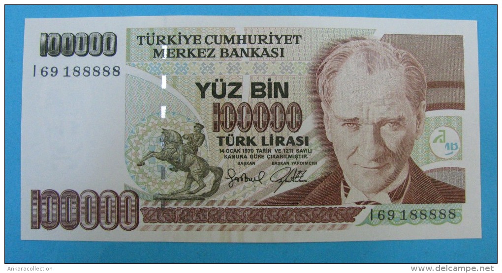 AC - TURKEY- 7TH EMISSION 100 000 TL I 69 188 888 RADAR UNCIRCULATED - Turkey