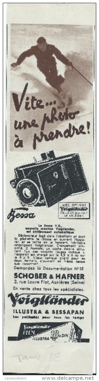 Encart Publicitaire/SKI//Appareil Photographique/VOIGTLÄNDER/ ASNIERES/Revue Touring Club De France/1938  ILL96 - Sport En Toerisme