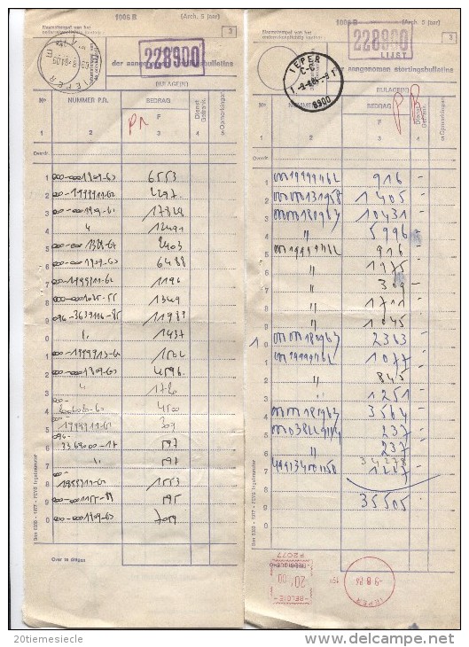 TP Velghe-Elstöm S/10 Documents De La Poste 1006B C.Relais&halte Ieper 8900/Zillebeke  8902 1-2-3/Dikkebus 1984 AP891 - Cachets à étoiles