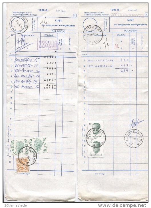 TP Velghe-Elstöm S/3 Documents De La Poste 1006B C.Relais&halte Houthulst & Jonkerszhove 1984 AP892 - Cachets à étoiles