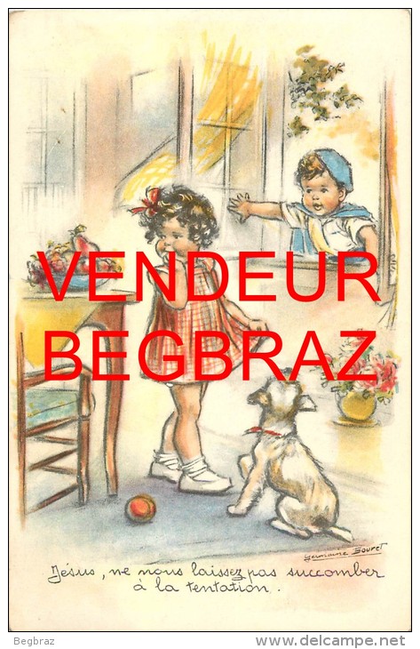 ILLUSTRATEUR GERMAINE BOURRET    ENFANT CHIEN   HUMOUR - Bouret, Germaine