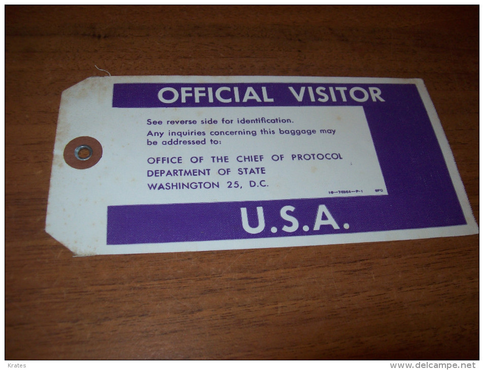 Old Travel Tickets - Passenger Ticket, Official Visitor USA - Tickets D'entrée