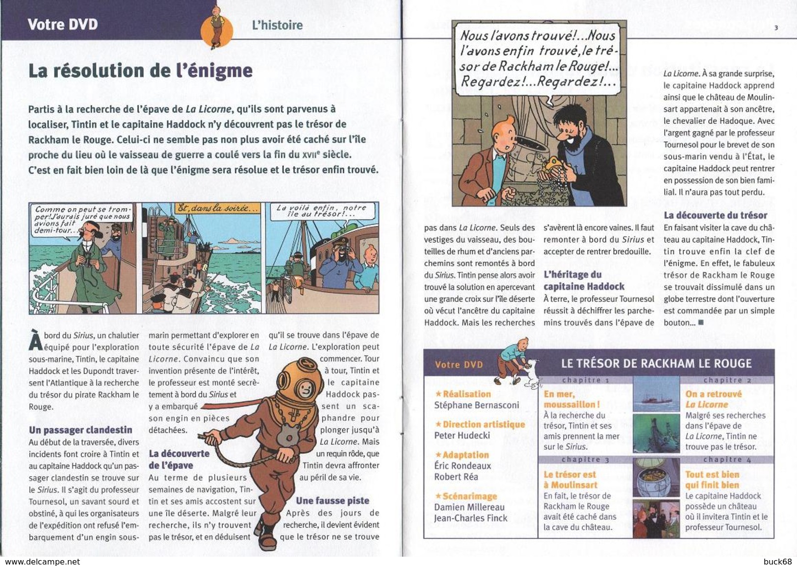 Brochure N° 2 TINTIN Kuifje HERGE Carnet DVD Le Trésor De Rackham Le Rouge (dessins Croquis Photos) Cheverny Moulinsart - Hergé