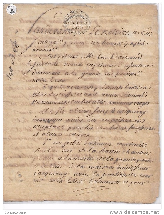 Seine Inférieure  8 Sols La Loi Le Roi  - Contrat De Piiesse D' Héritage  1er Mai 1793  - 4 Pages - Cachets Généralité