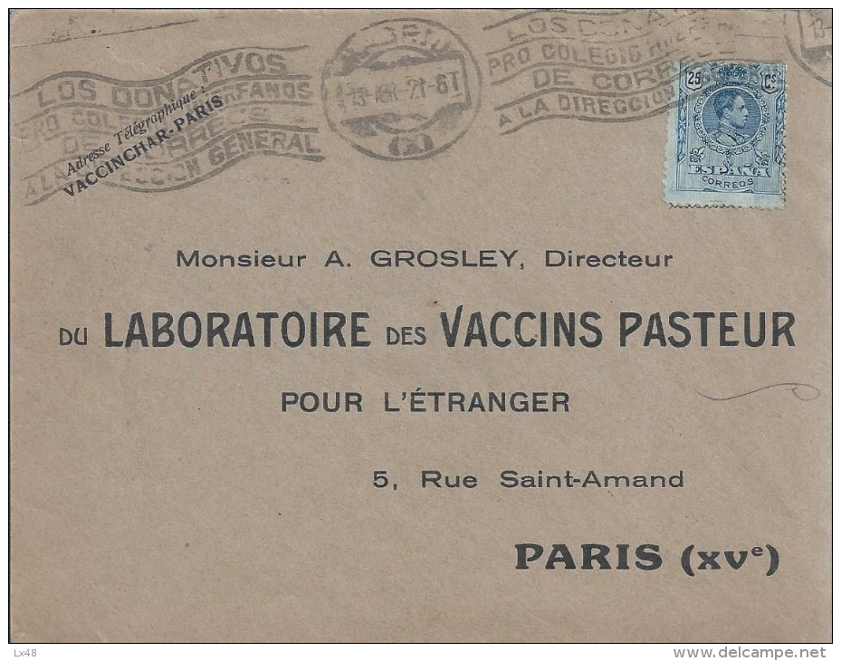 Spanish Flu.Pneumonic Plague 1918/1921.Pasteur Vaccines Laboratory 1921 Letter Circulated Spain/Paris.Vaccines Plague.Ra - Other & Unclassified