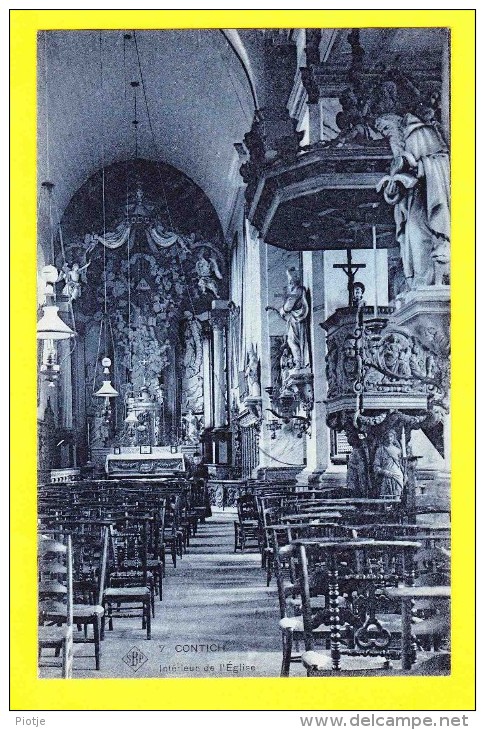 * Kontich - Contich (Antwerpen - Anvers) * (SBP, Nr 7) Intérieur De L'église, Binnenzicht Kerk, Chaire De Vérité, Autel - Kontich