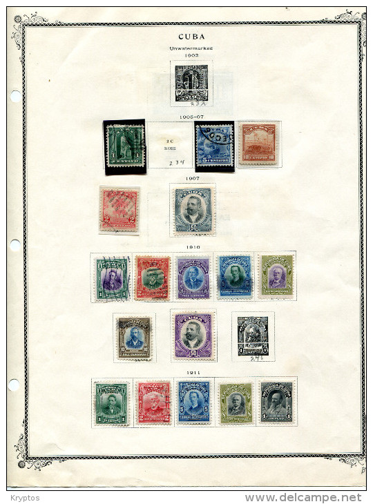 Cuba 1905-11. Album Pages With 17 Stamps - Mixed Condition - Collections, Lots & Séries