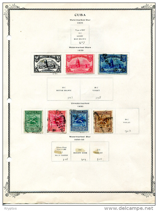 Cuba 1929-33. Album Pages With 10 Stamps - Mixed Condition - Collections, Lots & Series