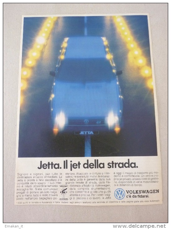 ADVERTISING PUBBLICITA´ VOLKSWAGEN JETTA IL JET DELLA STRADA  -- 1988 -  OTTIMO - Werbung