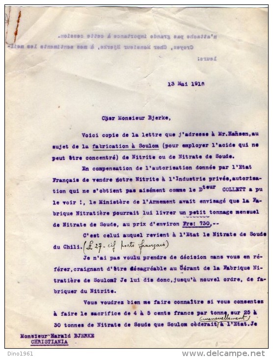 VP3533  - Lot De Documents Concernant La Fabrique Nitratiere De SOULOM & PIERREFITTE NESTALAS Pour PARIS - Documents