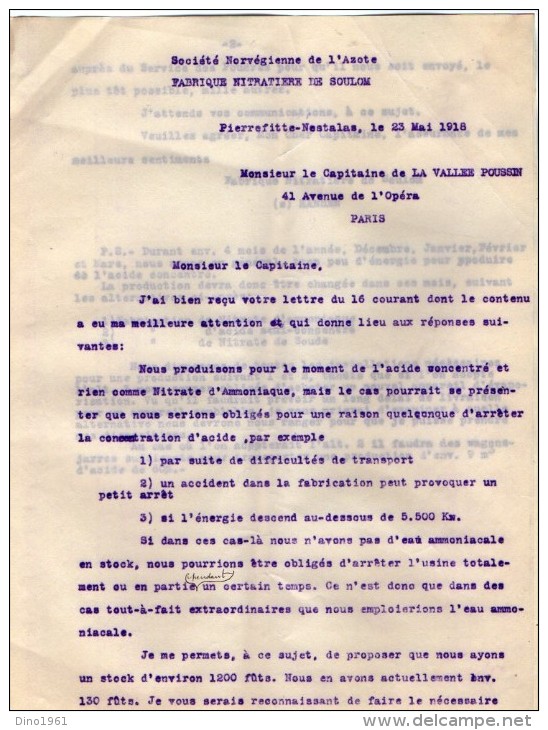 VP3533  - Lot De Documents Concernant La Fabrique Nitratiere De SOULOM & PIERREFITTE NESTALAS Pour PARIS - Documents