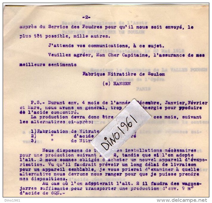 VP3533  - Lot De Documents Concernant La Fabrique Nitratiere De SOULOM & PIERREFITTE NESTALAS Pour PARIS - Documents