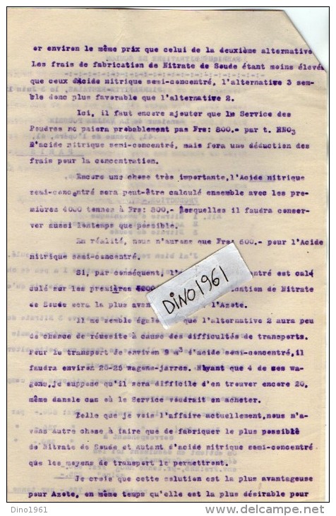 VP3533  - Lot de Documents Concernant la Fabrique Nitratiere de SOULOM & PIERREFITTE NESTALAS pour PARIS