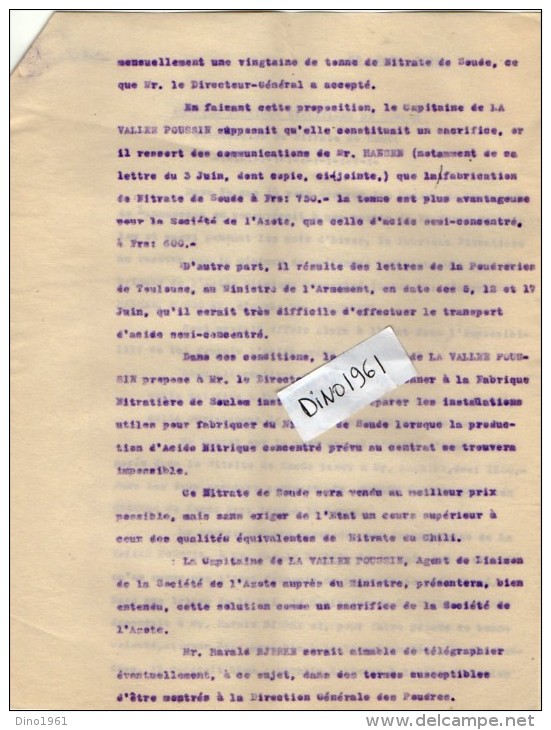 VP3533  - Lot de Documents Concernant la Fabrique Nitratiere de SOULOM & PIERREFITTE NESTALAS pour PARIS