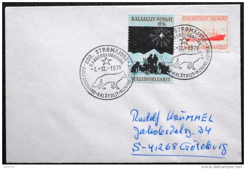 Greenland  1978  Letter To Sweden. The First Day A Stamp 1,-12-1976 Sdr.Strømfjord    ( Lot 6091 ) - Lettres & Documents