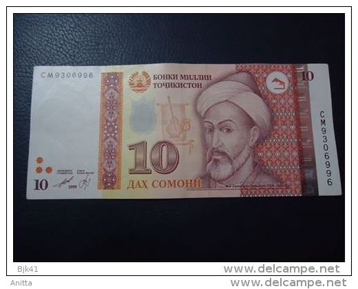 1999 TAJIKISTAN 10 SOMONI ( P 16 ) - AUNC - - Tadjikistan