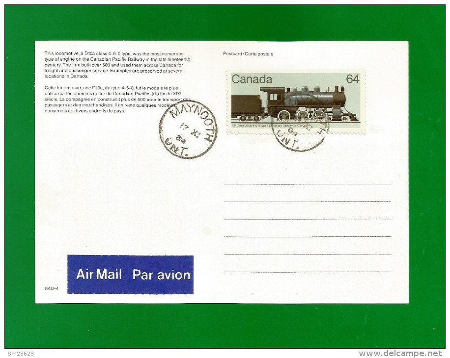 CANADA  1984 , Locomotive - Maximum Card - First Day Maynooth 17 XI 1984 - 2 Scan - Tarjetas – Máxima