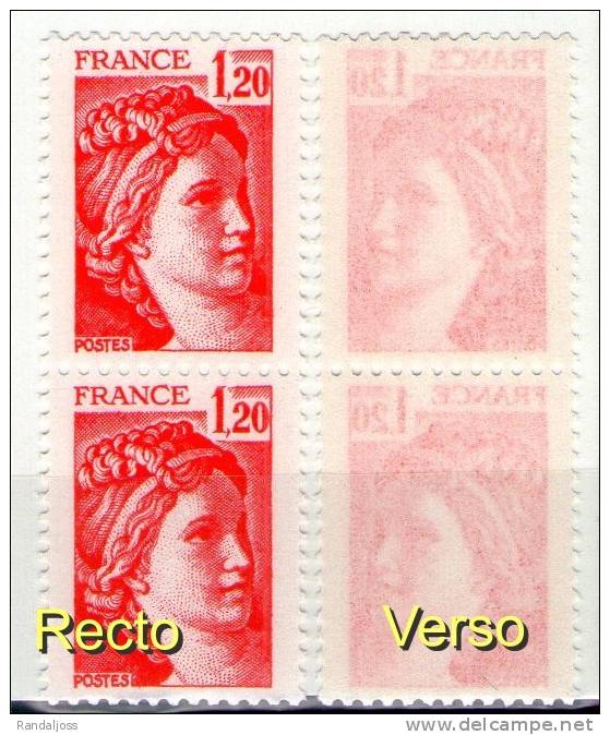 Paire Sabine 1974**_papier Fin Transparent-verso_G SM_(v436)_issue De Carnet De 20 Sans N° De Confectionneuse - Neufs