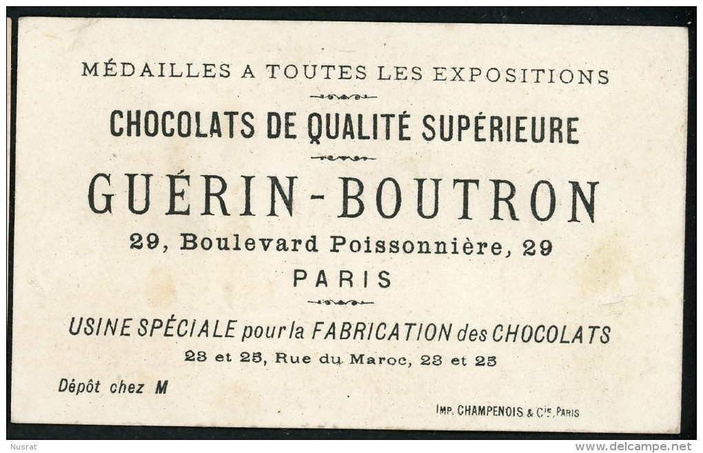 Chocolat Guérin Boutron, Chromo Lith. Champenois, Chasseurs, Chien, écurie - Guérin-Boutron