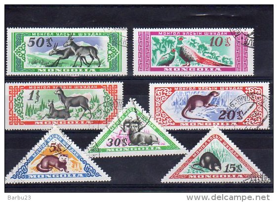 Mongolie Serie 7 Timbres Animaux Oiseau Mammifères 1959 - Autres & Non Classés