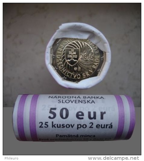 Slovaquie 2016 : Rouleau De 25 Pièces De 2€ Commémo "Présidence De L´Union Européenne"  - DISPONIBLE EN FRANCE - Rouleaux