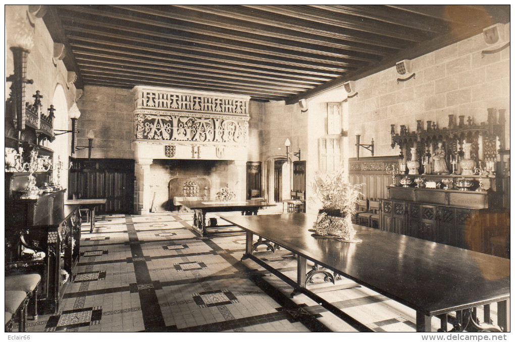 Josselin Interieur Du Chateau La Salle A Manger Photo Papier AGFA LUPEX 1945 14cmX9cm état Dans Son Jus Couleur Sépia - Lieux