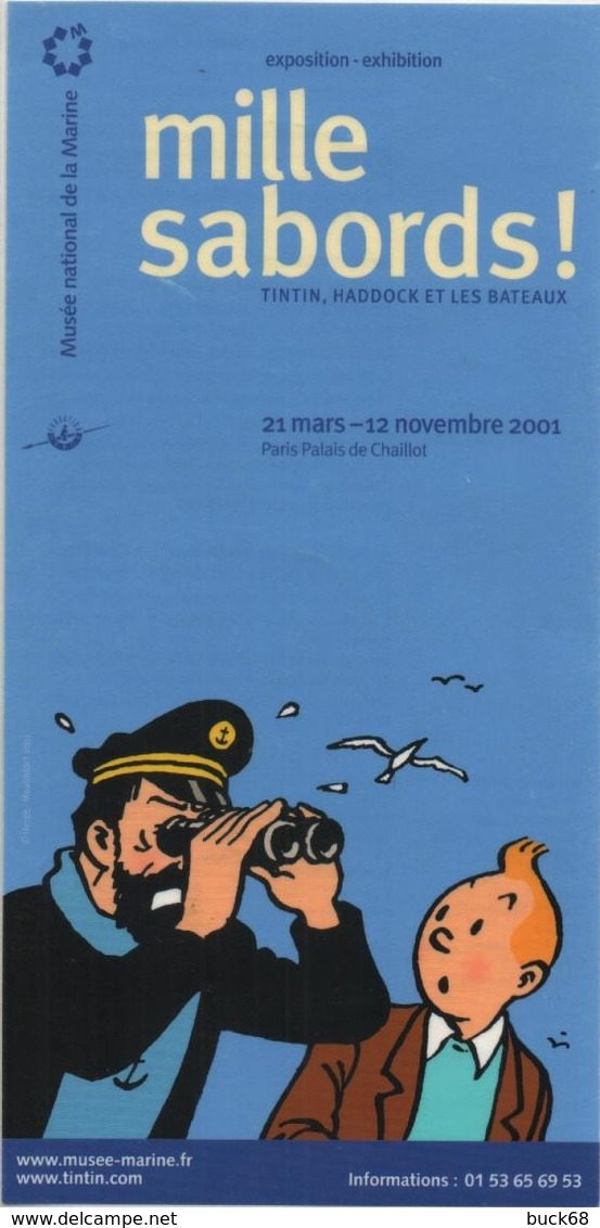 Encart Prospectus Flyer Exposition Mille Sabords! Tintin, Haddock Et Les Bateaux - HERGE Bédé Comics Cartoon - Hergé