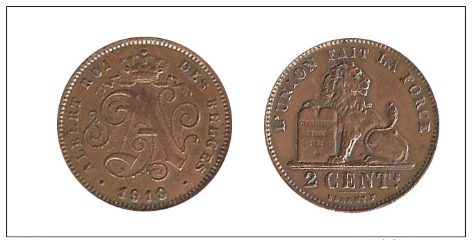 N2226 - Belgique: Albert I: 2 Centimes 1919, Lég. Françaises - 2 Centimes