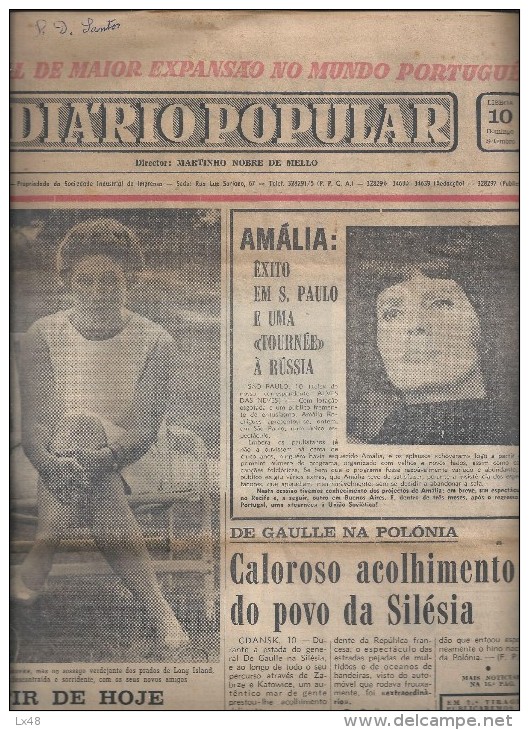 Amalia Rodrigues.Fado Singer.Newspaper 'People's Daily'.Success Of News In Sao Paulo,Brazil.Tour To Russia.1967.Rare.Goo - Música