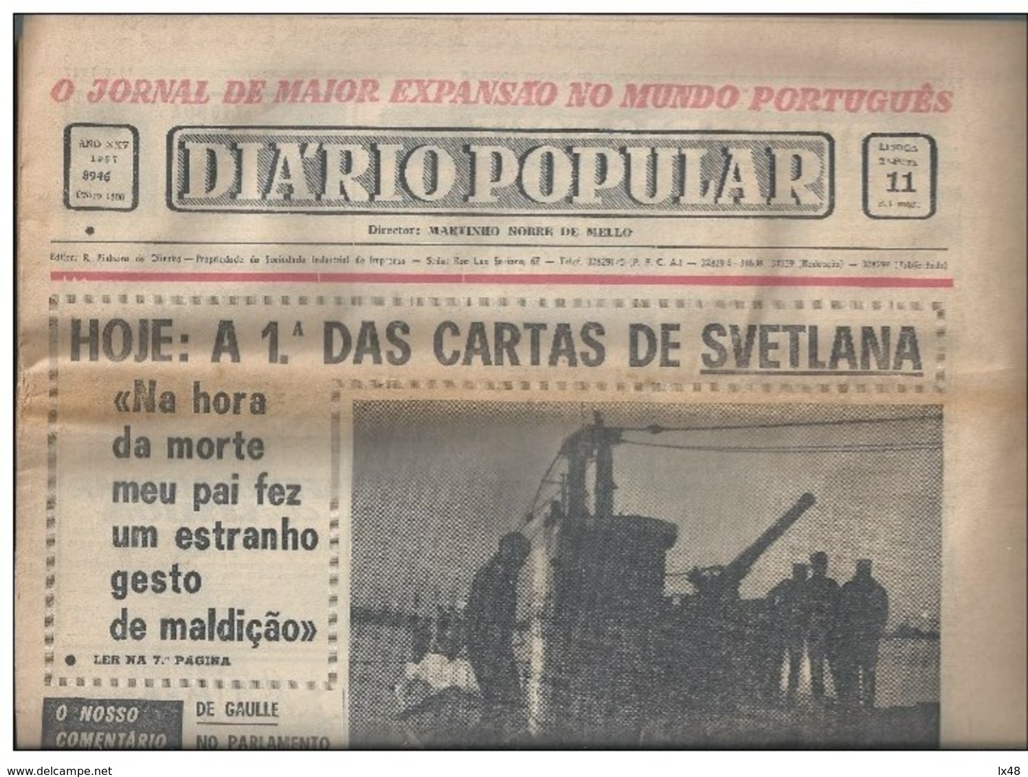 Letters Svetlana, Stalin's Daughter. Newspaper 'People's Daily'. Portugal. 1967. Zeitun. Letters Svetlana, Stalins - Zeitungen & Zeitschriften