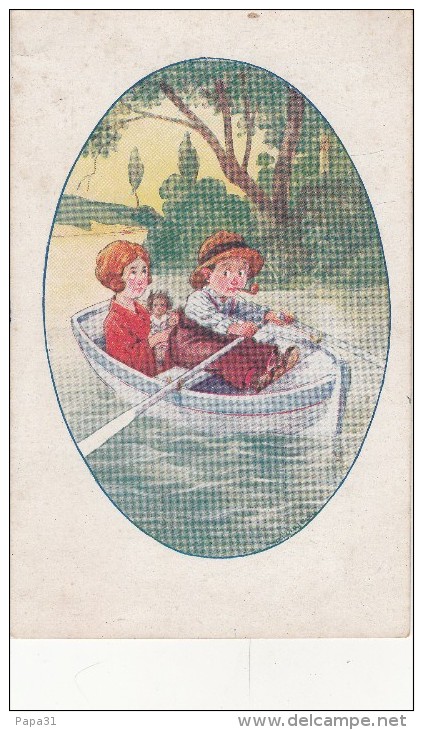 Illustrateur - Enfants  Sur Une Barque - 1900-1949