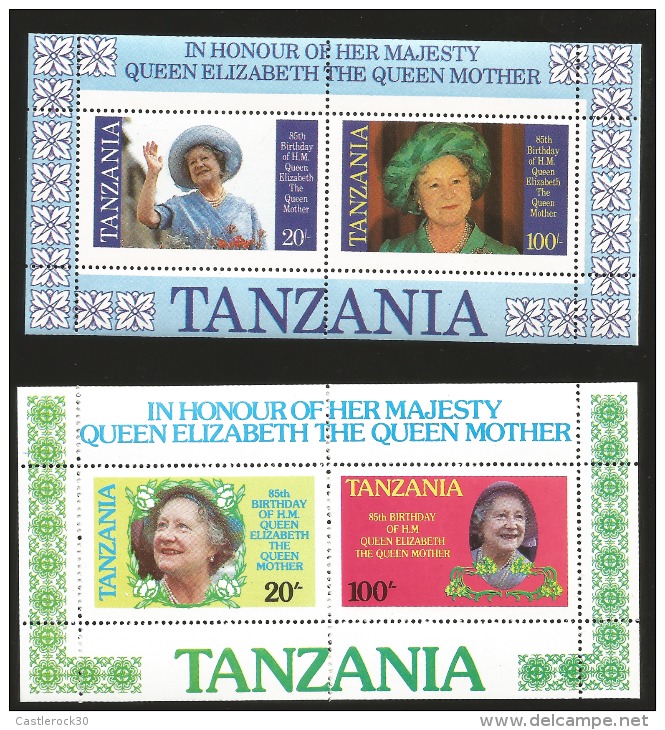 B)1985 TANZANIA, PICTURE, ROYAL, QUEEN ELIZABETH, BIRTHDAY,  CROWN, 85TH ANNIVERSARY QUEEN MOTHER ELIZABETH,  MNH. - Tanzanía