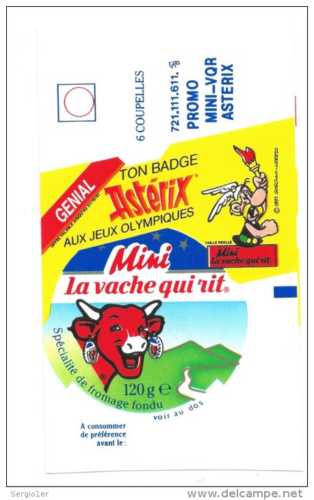 Etiquette  Fromage  La Vache Qui Rit  Mini Genial Ton Badge Asterix Aux Jeux Olympiques - Cheese