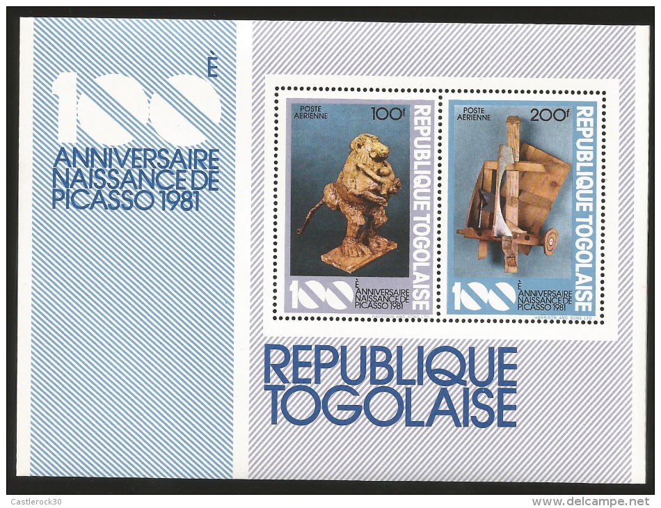 B)1981 TOGO, ART, ANIMAL, CRAFTS, WOO,  ANNIVERSARY OF BIRTH PICASSO, SOUVENIR SHEETS, MNH - Togo