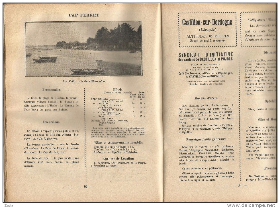 VP.0319/ Guide Touristique Guienne Gascogne Cote D'Argent 1926 - Dépliants Turistici