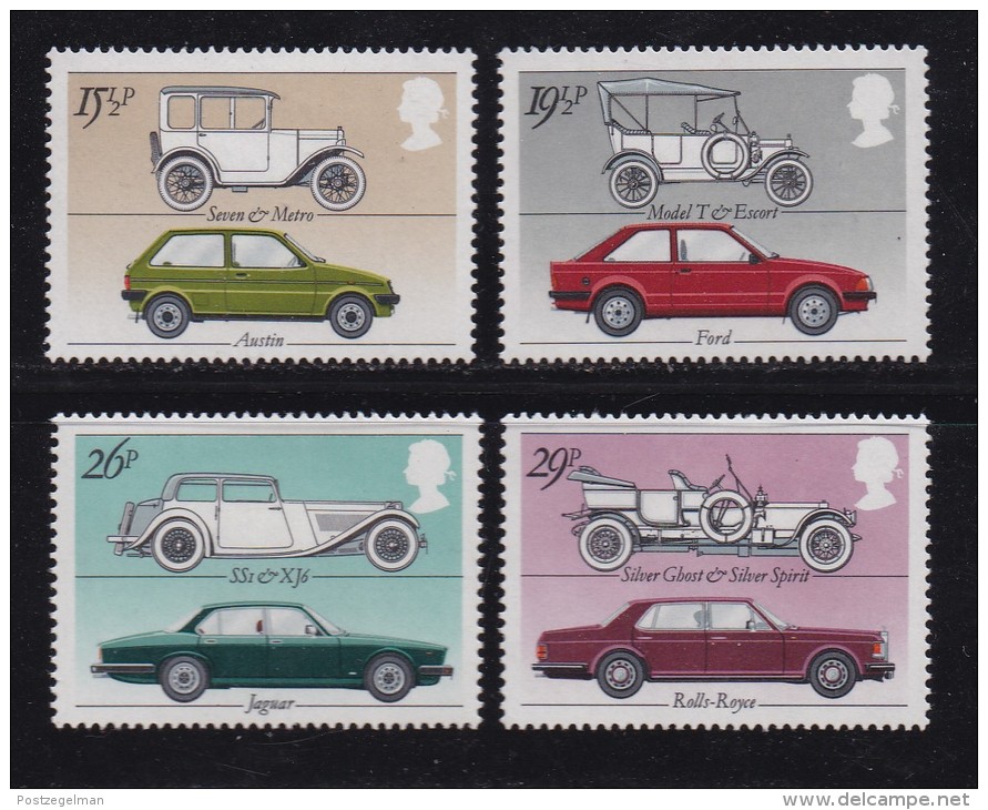 UK, 1982, Mint  Hinged Stamps, British Motor Cars, 929-932, #14489 - Unused Stamps